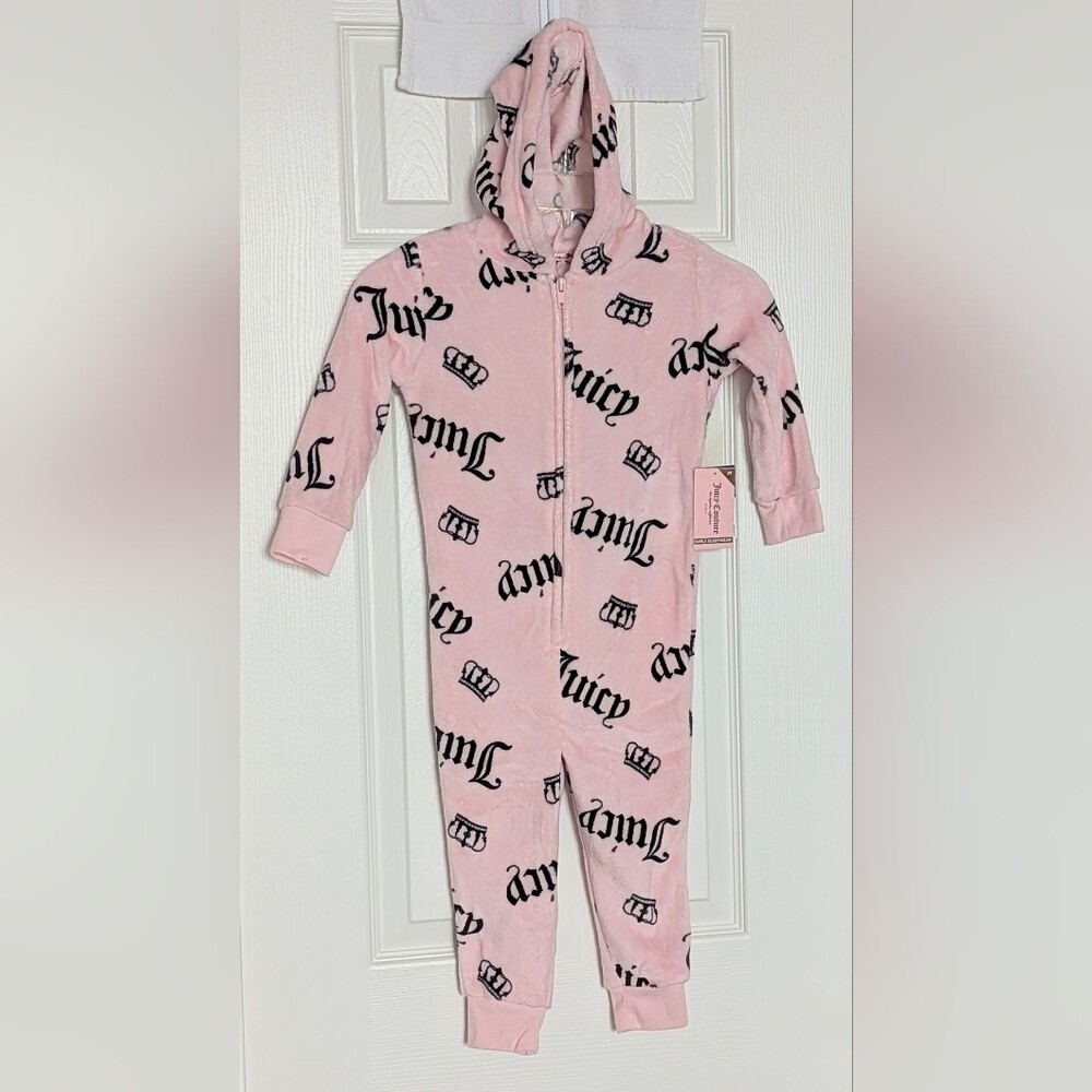 NWT Juicy Couture Kids (3T) 1-Piece Fleece Hooded Pyjama/Sleepwear/Jumpsuit